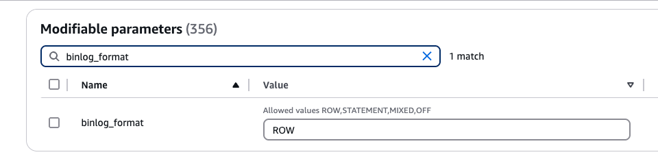 Binlog format to ROW - Zoomed