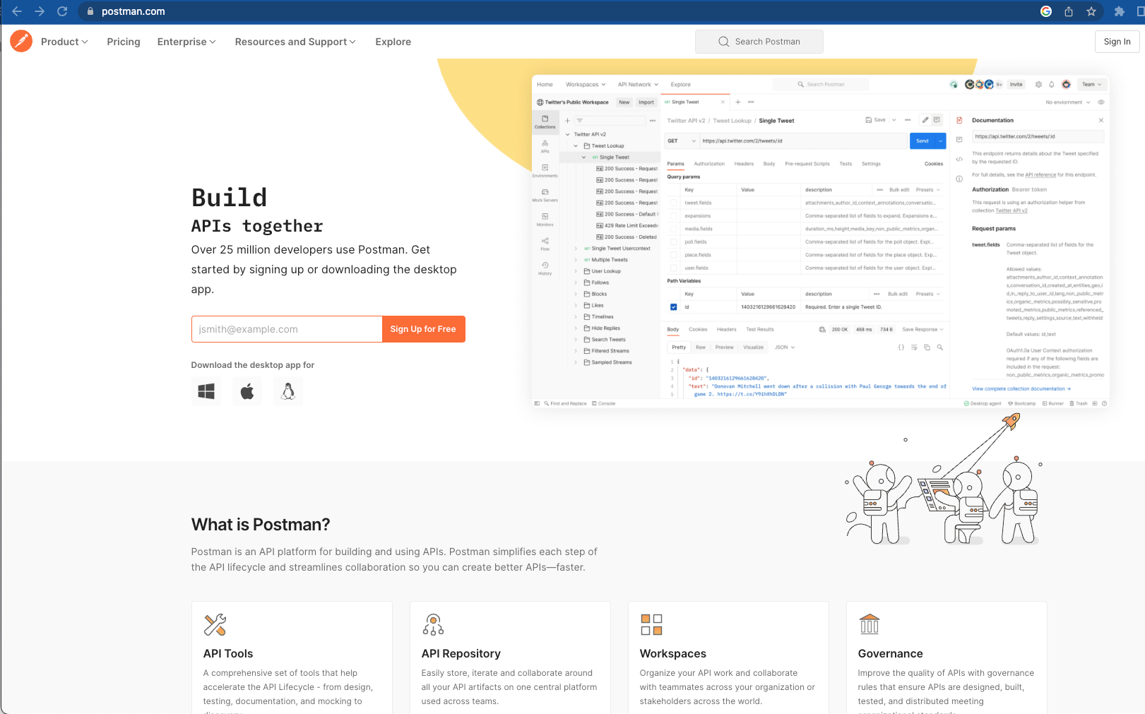 Postman site - Zoomed