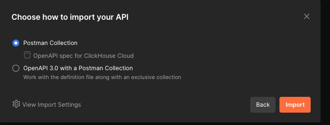 Collection > Import - Zoomed
